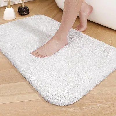 Produktbild von Ibenzoa® Weiche, rutschfeste Badematte aus Mikrofasern – saugfähig, schnelltrocknend, waschmaschinenfest, mit Flanellrand
