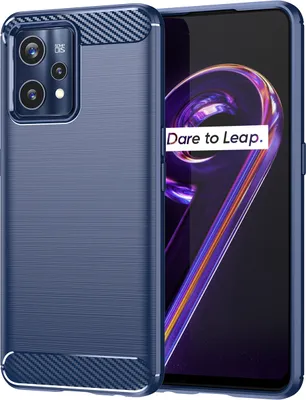 Produktbild von Realme 9 Hülle, Carbon-Faser TPU Silikon Stoßfest Schutzhülle für Realme 9 Blau