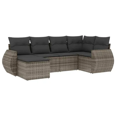 Produktbild von vidaXL 6-tlg. Garten-Sofagarnitur mit Kissen Grau Poly Rattan