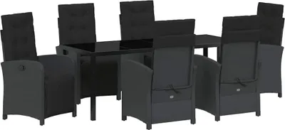 Image de vidaXL Salon de jardin avec coussins 7 pcs noir Poly-Rattan