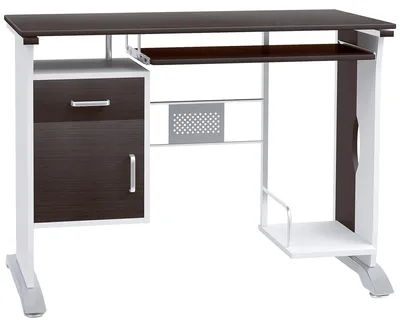 Produktbild von Computertisch mit Schublade aus walnussfarbenem Holz