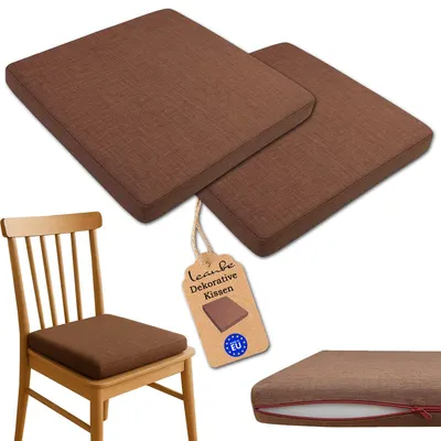 Produktbild von LEANBE Sitzkissen 2er Set – Bequeme Polster für Garten, Balkon und Zuhause - 40 x 40 x 5 cm Braun
