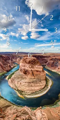 Produktbild von Wallario Design Wanduhr bedruckt, Größe 30 x 60 cm, Motiv: Grand Canyon