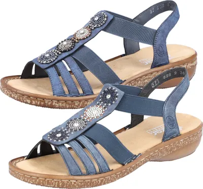 Produktbild von Rieker Damen Sandalen Gummizug Slingback 628G9, Größe:37 EU, Farbe:Mehrfarbig