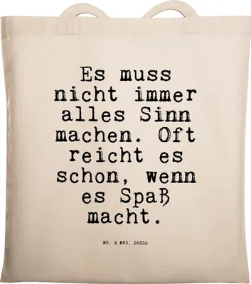 Produktbild von Mr. & Mrs. Panda Tote Bag Es muss nicht immer... - Transparent - Geschenk, Sinnhaftigkeit, Tasche, Beutel, totebag, Shopping, Uni, Sinn des Lebens, Sprüche, Spass
