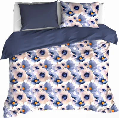 Produktbild von De Witte Lietaer Bettbezug, Veroncia Mood Indigo - 200 x 200/220 cm + 2x 60x70 cm - Baumwollflanell