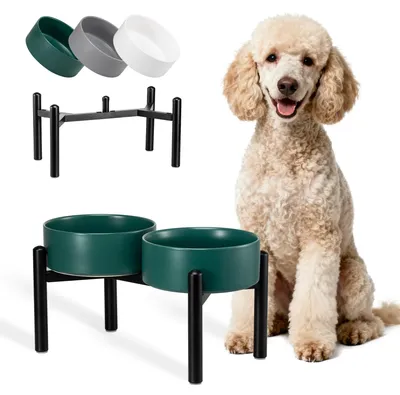 Immagine prodotto di Solidchoice - Lettiera rialzata per cani con contenitore in acciaio inossidabile per cibo e acqua