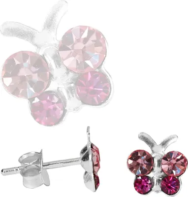 Produktbild von Ohrstecker Sterling Silber Schmetterling mit Zirkonia Farbe - Pink-Lila