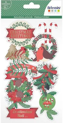 Produktbild von 3 Pappbögen mit gestanzten Aufklebern für frohe Weihnachten