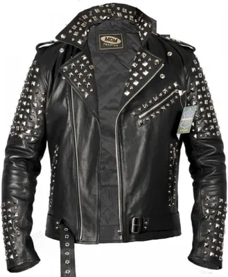 Produktbild von Lederjacke mit Nieten Verzierung, Rocker Lederjacke, Motorradjacke Chopper Biker(S)