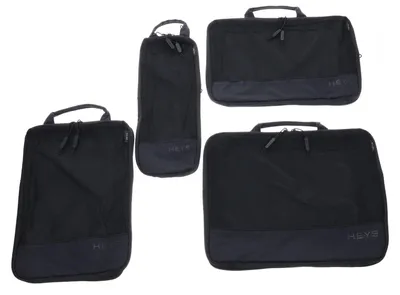 Productafbeelding van HEYS kledingzak EcoTex Compressible Packing Cubes Set 4pc Black zwart