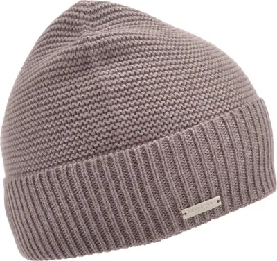 Seeberger Beanie mit Rippstrick-Umschlag in beige