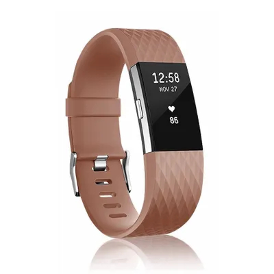 Produktbild von BStrap Silicone Diamond (Small) Armband für Fitbit Charge 2, brown