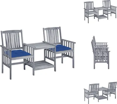 Produktbild von vidaXL Gartenstühle mit Teetisch und Kissen Massivholz Akazie - Gartenmöbel-Sets