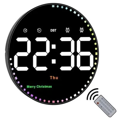 Zdjęcie produktu dla Zegar ścienny cyfrowy LED 25CM z pilotem budzik temperatura