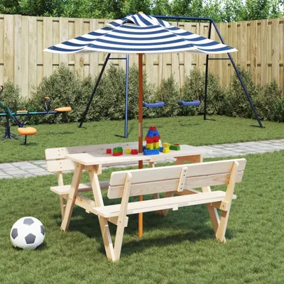 Produktbild von Möbel Sonnenschirm für Kinder mit Holzmast Ø120x140 cm - Sonnensegel 4008990