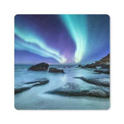 Produktbild von MuchoWow® Mauspad Mousepad Nordlichter - Landschaft - Lofoten 20x20 cm - Mousepads - Maus Mat - Pad - Mausunterlage - Desk Mat - Bureauartikeln