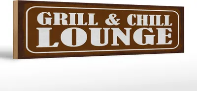 Produktbild von Holzschild Grill Chill Lounge, 46x10 cm, Holzschilder Spruch