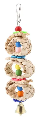 Produktbild von Haustier-Vogel-Spielzeug, Papagei, interaktives Kauen, kreisförmige Pattan-Kugeln aus Holz, hängendes Käfigspielzeug