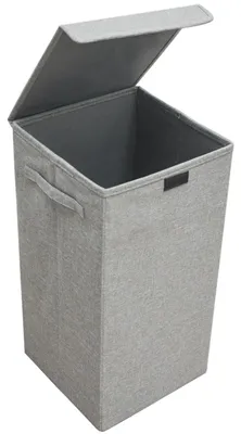 Produktbild von 50L XXL Wäschekorb mit Deckel Grau - 30x30x60 Wäschesammler - Wäschebox Faltbar