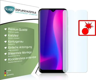 Produktbild von 2x Slabo Panzerschutzfolie für Blackview A60 | A60 Pro (2019) KLAR "Shockproof" (verkleinerte Folien) Displayfolie Schutzfolie Folie