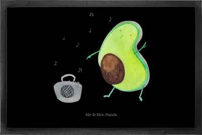 Produktbild von Mr. & Mrs. Panda fußmatte Avocado Tanzen 50 x 75 cm - Schwarz - Geschenk, Musik, bodenmatte, Party, Singen, Sauberlaufmatte, Fussmatte, Feier, Schmutzmatte, Fußabstreifer