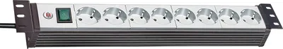 Produktbild von Brennenstuhl -Line 19" Steckdosenleiste für Schaltschränke 8-fach schwarz/lichtgrau 3m H05VV-F 3G1,5 19"-Format, 1156057018