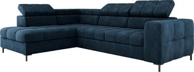 Produktbild von Ecksofa PABLO 279x201 cm Mit Bettkasten, Schlaffunktion, Verstellbaren Kopfstützen Und Metallfüßen, Bezogen Mit Pflegeleichtem VOGUE-Stoff, Wellenfederung, T30-Schaum Linke Layout, SCHWARZ