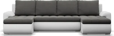Produktbild von U-Sofa mit Schlaffunktion Foresta, 2 Chaiselongues, Dunkelgrau + Weiß