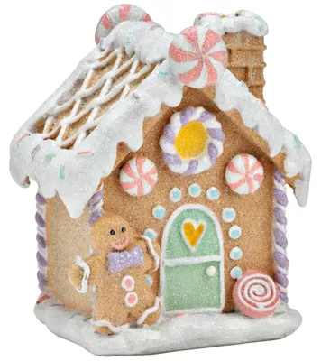 Produktbild von Bunte Dekofigur Lebkuchenhaus Stil aus Polyresin, in 10x14x8 cm