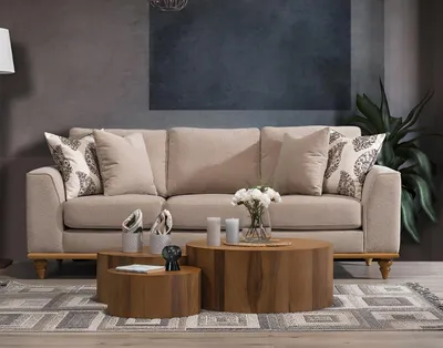 Zdjęcie produktu dla Sofa trzyosobowa do salonu nowoczesne meble luksusowe beżowe sofy