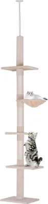 Immagine prodotto di Tiragraffi alto fino al soffitto, H 230-260 cm, albero da arrampicata per gatti regolabile in altezza, stabile, beige,