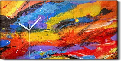 Produktbild von Leinwand Uhr Küche Wohnzimmer Bild Geräuschlos 60x30 Ölgemälde Abstrakte Kunst - weiße Hände