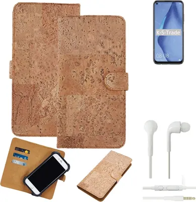 Produktbild von K-S-Trade Hülle kompatibel mit Huawei P40 Lite + in ear Kopfhörer Kork Handyhülle Cover  Schutzhülle TPU Case Bumper in Hellbraun, (1x)