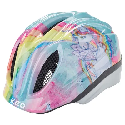 Produktbild von KED Meggy II Originals | Kinder Fahrradhelm Insektenschutznetz Integriertes LED-Rücklicht maxSHELL Technologie, einhorn paradies44-49 (XS)