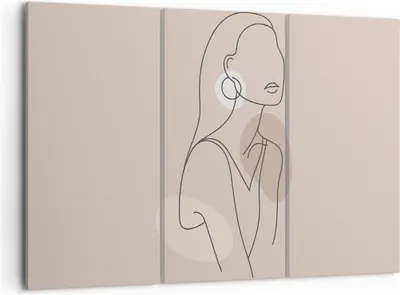 Produktbild von Bild auf Leinwand - Leinwandbild - 3 Teile - Stück Linie Frau - 105x70cm - Wand Bild - Wanddeko - Wandbilder - Leinwanddruck - Bilder - Wanddekoration - Leinwand bilder - Wandbild - CE105x70-4766