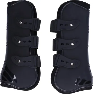 Produktbild von 2 Stück Pferdebeinstiefel PolyurethanNeopren-Schutz, verstellbar, sicher für Sehnen, schwarze Vorderbeine, L