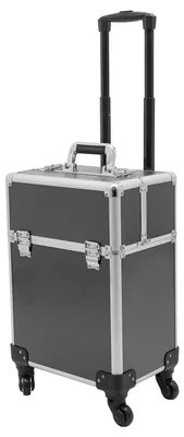 Produktbild von Schminkkoffer mit Rollen - Trolley Kosmetikkoffer - ABS - Abnehmbare Universallaufrollen - Für Make-up Haarwerkzeuge Nagellackaufbewahrung - Schwarz