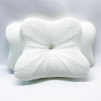 Produktbild von Glückstoff® Orthopädisches Kissen für alle Schlaftypen | Kopfkissen Nackenschmerzen aus Memory Foam | Nackenstützkissen Ergonomisches Kopfkissen