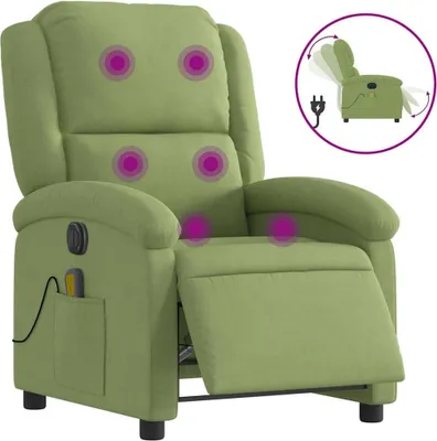 Image de vidaXL Fauteuil de massage électrique vert clair velours