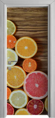 Produktbild von Tür Selbstklebende 80x210 cm Türfolie Türtapete Klebefolie - Halbierte Zitrusfrüchte