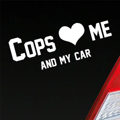Produktbild von Auto Aufkleber Cops love me Tuning Polizei 10x36 cm Weiss Glanz Sticker Heckscheibenaufkleber