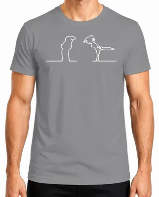 Imagen del producto de Camiseta para hombre, marca Linea Balum, diseño "Strichmännchen" de Osvaldo Cavandoli, color gris, talla XXL