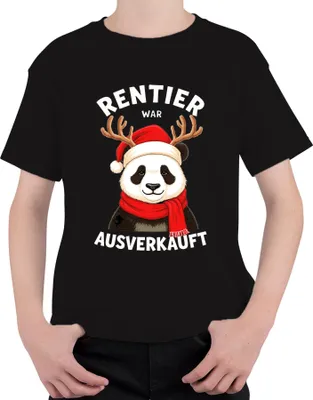 Produktbild von Rentier war t Panda Weihnachten lustig Geschenk Winter Uni Kinder T-Shirt, Schwarz, 116