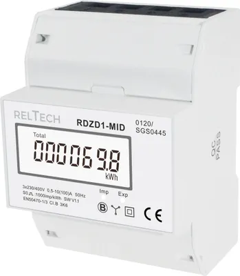 Produktbild von Reltech Drehstromzähler digital, max. 100A, S0-Ausgang, MID-, 1 Stk.