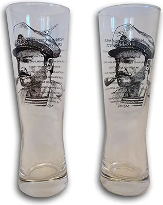 Produktbild von Pilstulpe Bierglas Set mit gedrucktem Motiv - Maritime Biergläser mit Matrose und Norddeutschem Grundgesetz 300 ml