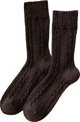 Produktbild von 1 Paar Uni-Wintersocken, einfarbig, mittelhoch, rutschfest, dick, warmhaltend, gedrehte Textur, schweißabsorbierende Bodensocken, für den Alltag und verschiedene Anlässe