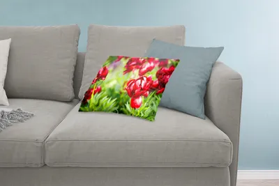 Produktbild von MuchoWow® Zierkissen Sofakissen Wohnzimmer Dekokissen 60x40 cm Ein Garten voller roter Pfingstrosen - Kopfkissen - Polster mit Foto