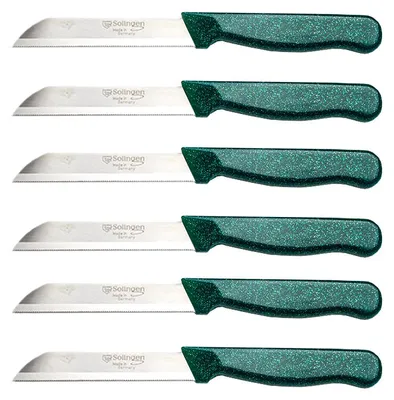 Produktbild von SOLINGEN Messer Allzweckmesser Grün Flitter Obstmesser Sehr Scharf Schälmesser, Stückzahl:6 Stück