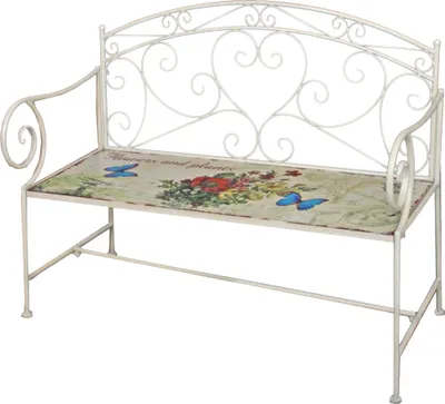 Produktbild von Garden Pleasure Gartenbank Floral 950468 altweiß Metall 110,0 cm